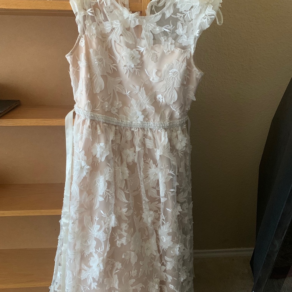 Nude classy flower dress